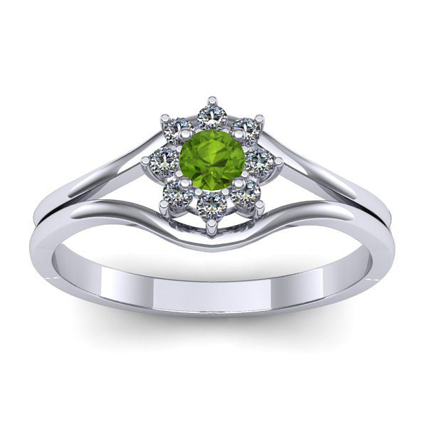 Inel de logodna cu peridot rotund