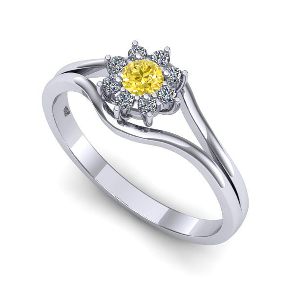 Inel din aur alb cu safir galben