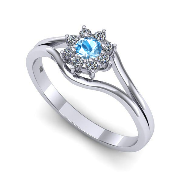 Inel din aur alb cu topaz blue