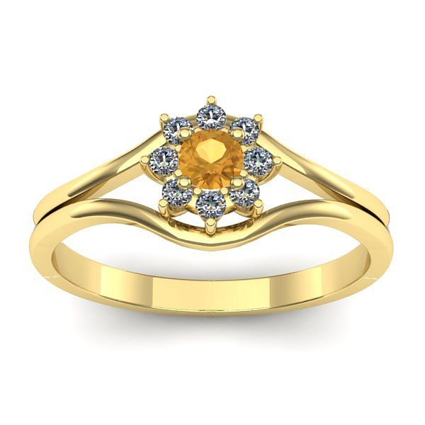 Inel logodna cu citrin rotund