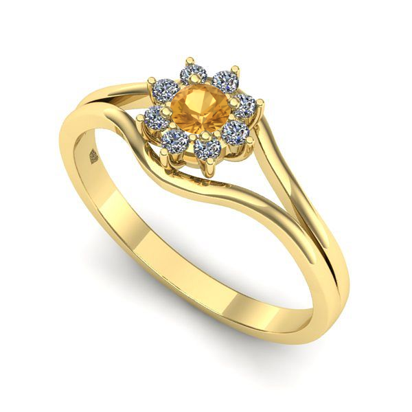 Inel logodna din aur galben cu citrin