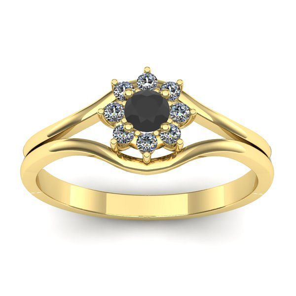 Inel cu diamant negru rotund