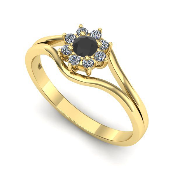 Inel de logodna din aur galben cu diamant negru