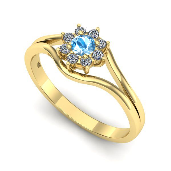 Inel de logodna din aur galben cu topaz blue