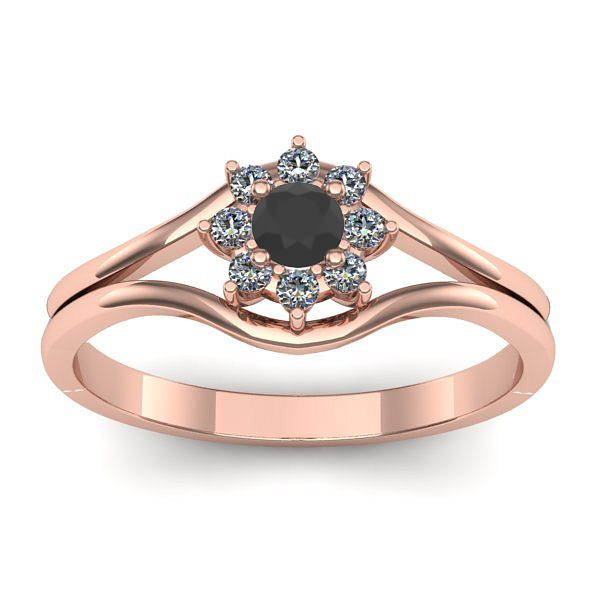 Inel de logodna cu diamant negru rotund