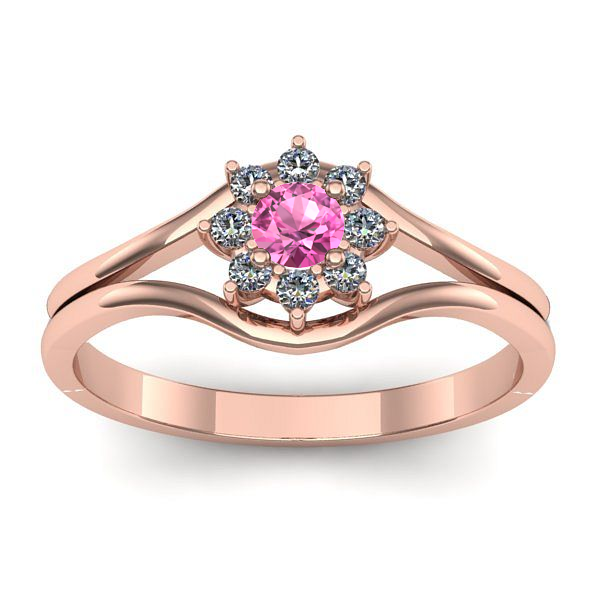 Inel logodna cu safir roz rotund