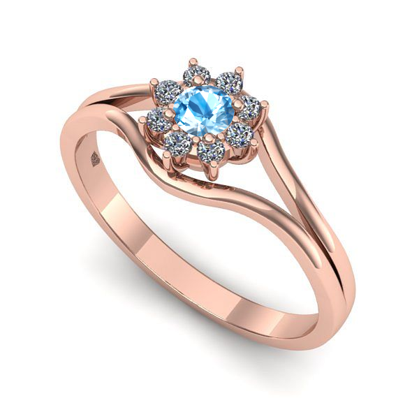 Inel din aur roz cu topaz blue