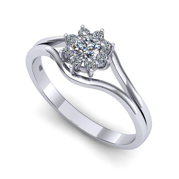 Inel logodna din aur alb cu diamant