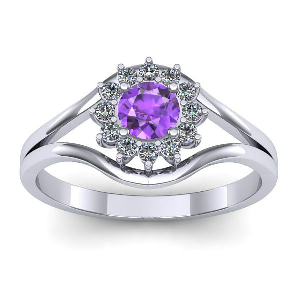 Inel logodna cu ametist rotund