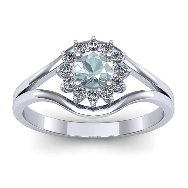 Inel cu aquamarin rotund