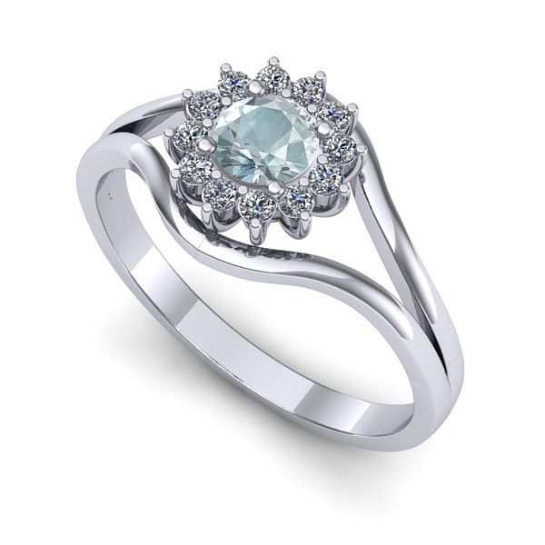 Inel din aur alb cu aquamarin