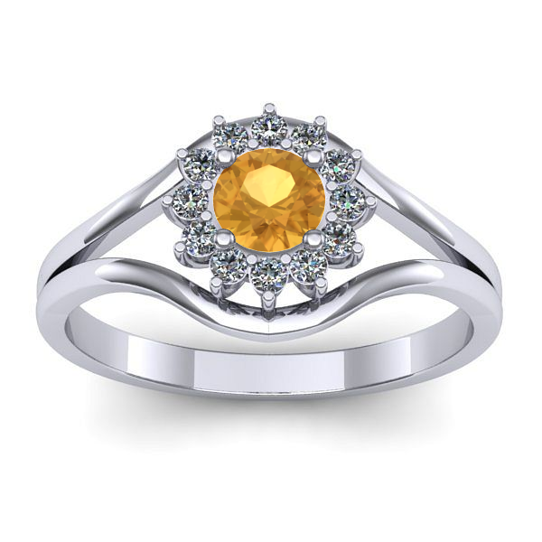 Inel cu citrin rotund