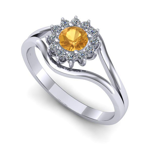 Inel de logodna din aur alb cu citrin