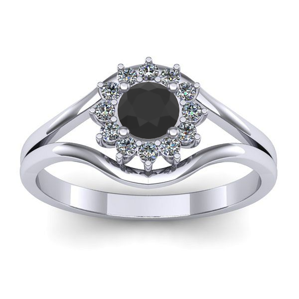 Inel cu diamant negru rotund