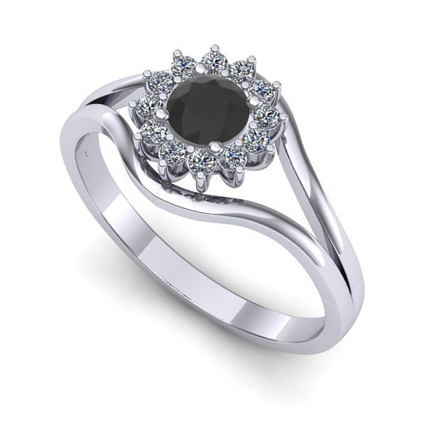 Inel logodna din aur alb cu diamant negru