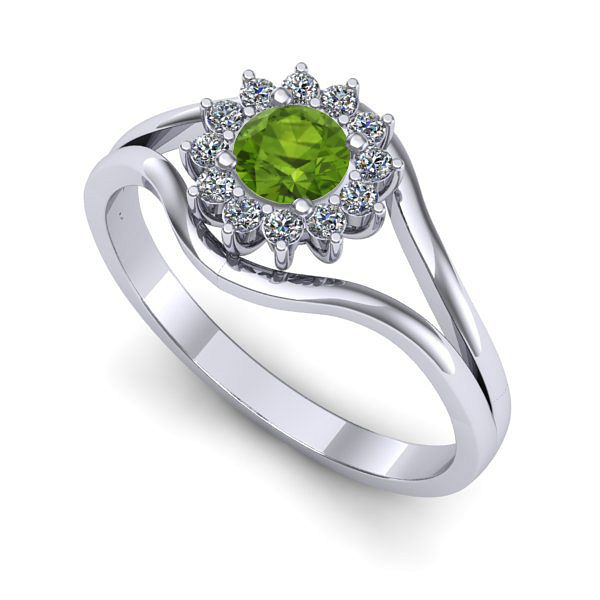 Inel din aur alb cu peridot