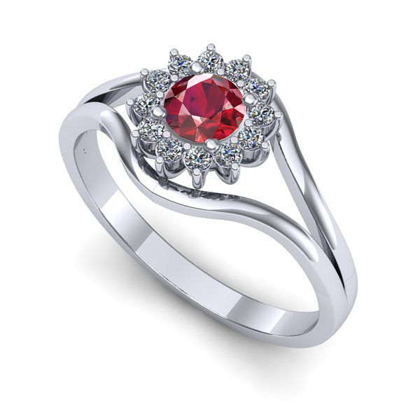 Inel din aur alb cu rubin