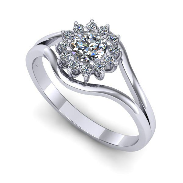 Inel logodna din aur alb cu safir alb