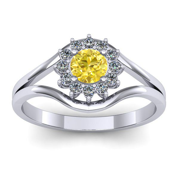 Inel logodna cu safir galben rotund