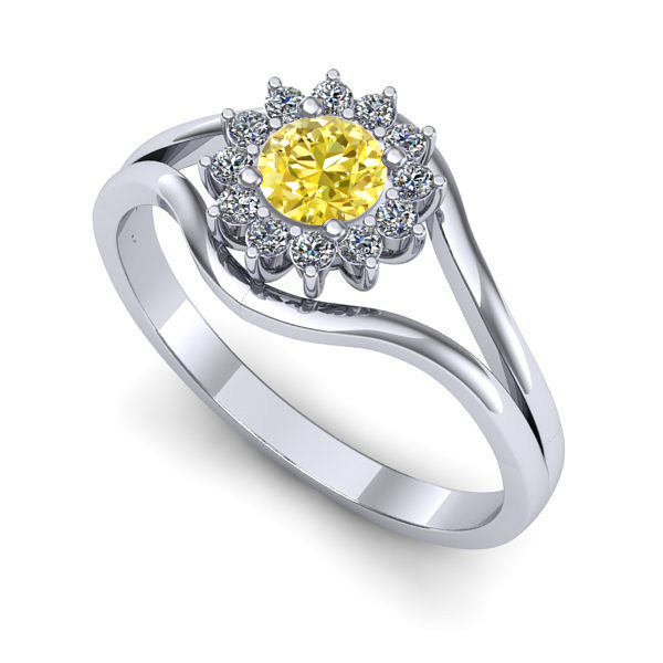 Inel din aur alb cu safir galben