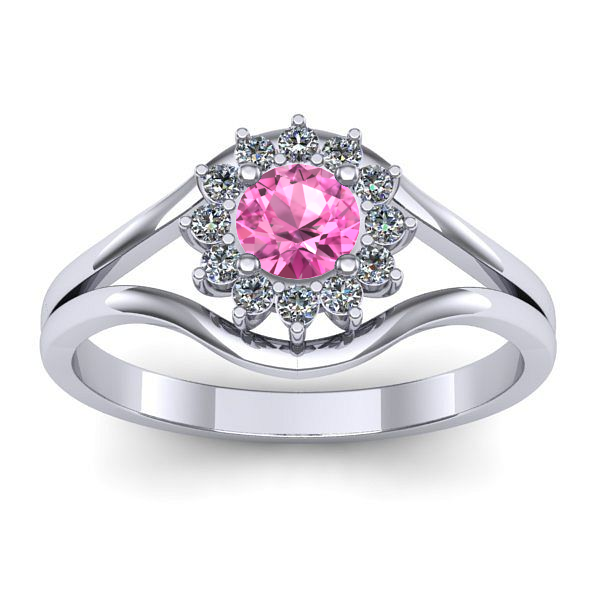 Inel logodna cu safir roz rotund