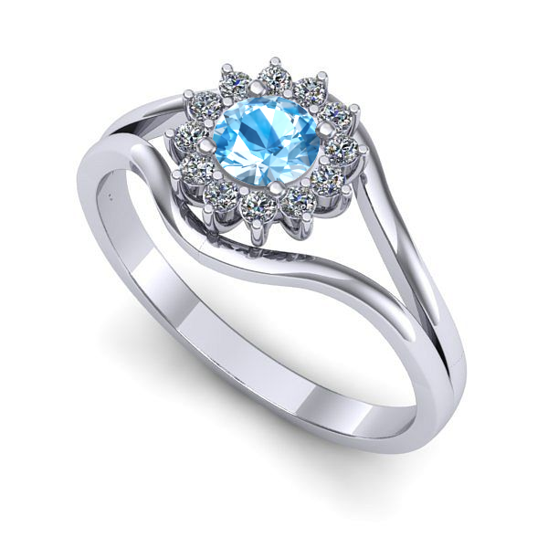 Inel logodna din aur alb cu topaz blue