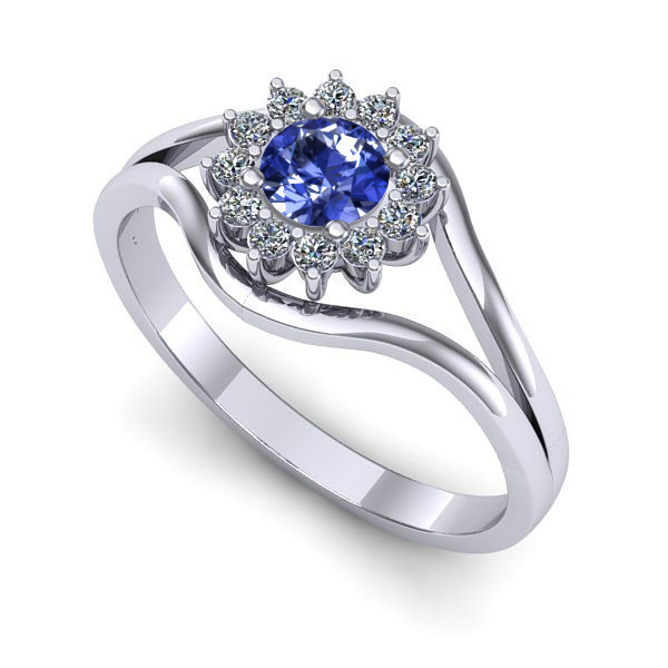 Inel logodna din aur alb cu tanzanit