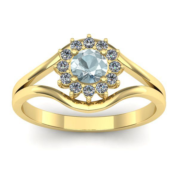 Inel de logodna cu aquamarin rotund