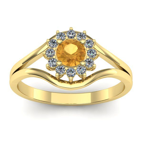 Inel logodna cu citrin rotund
