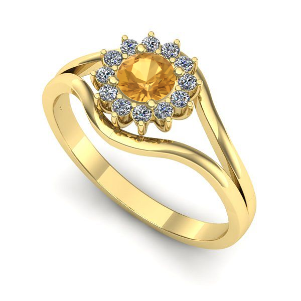 Inel din aur galben cu citrin