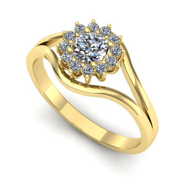 Inel logodna din aur galben cu diamant