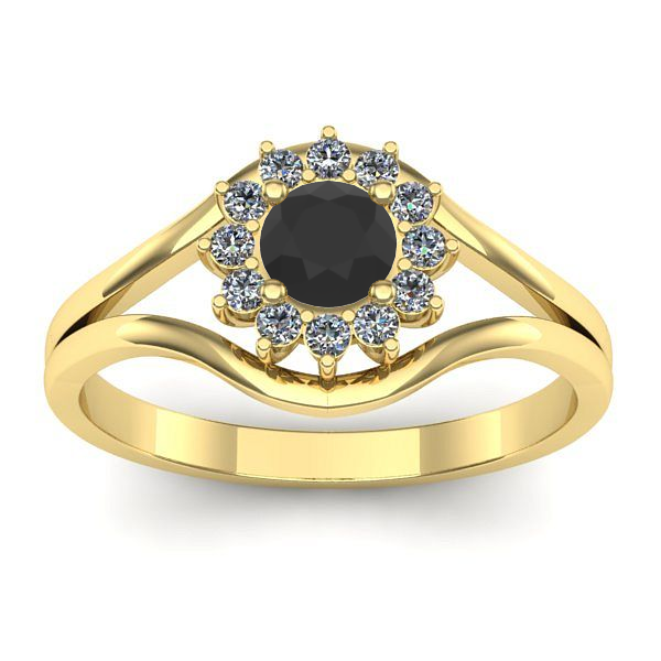 Inel logodna cu diamant negru rotund