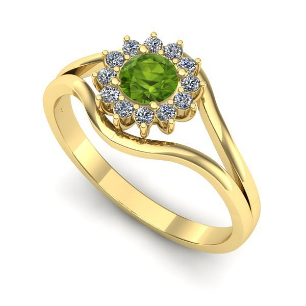 Inel logodna din aur galben cu peridot