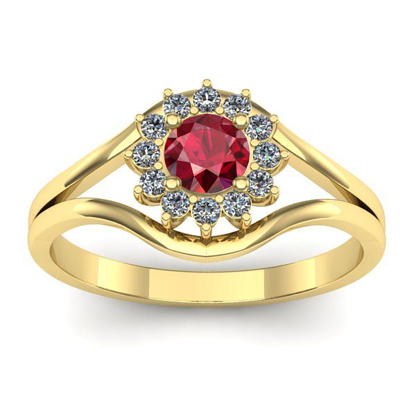 Inel logodna cu rubin rotund