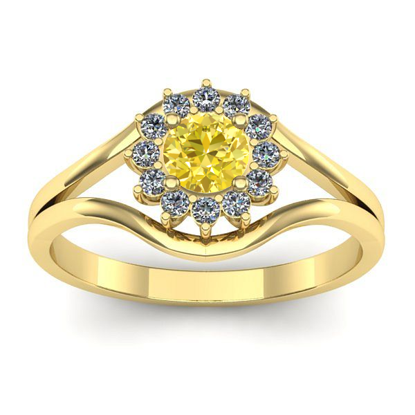 Inel de logodna cu safir galben rotund