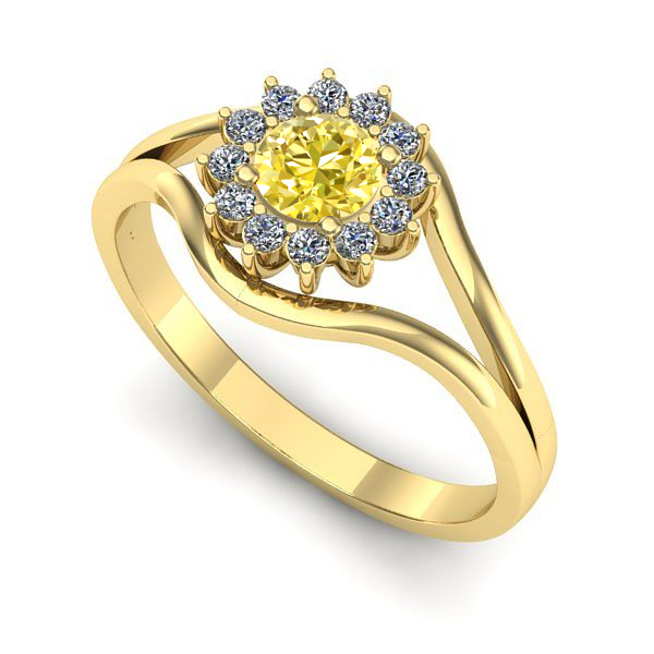 Inel logodna din aur galben cu safir galben