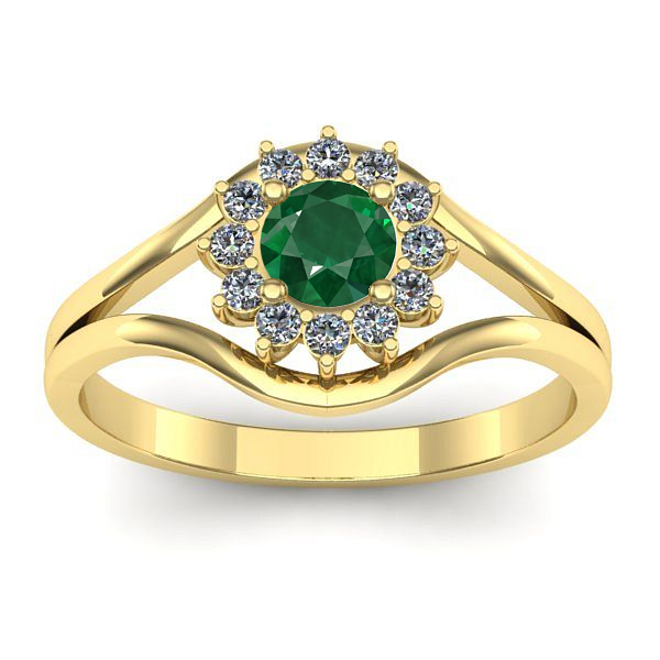 Inel de logodna cu smarald rotund