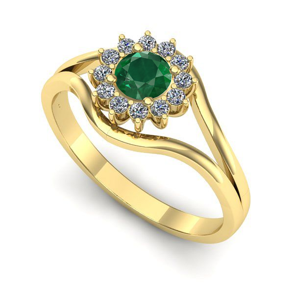 Inel de logodna din aur galben cu smarald