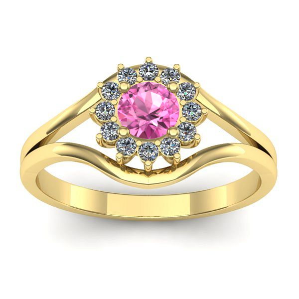 Inel de logodna cu safir roz rotund