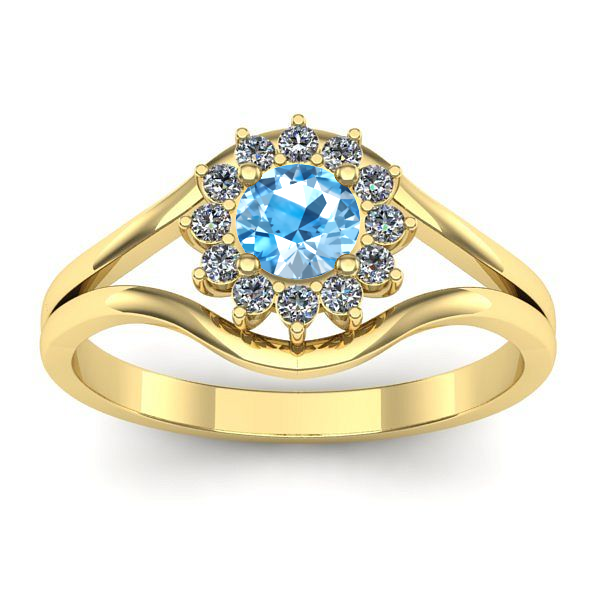 Inel cu topaz blue rotund