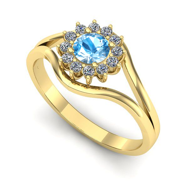Inel din aur galben cu topaz blue