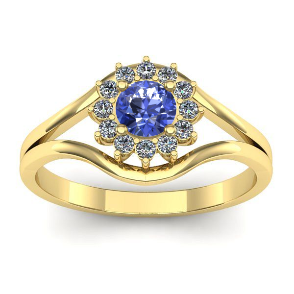 Inel de logodna cu tanzanit rotund