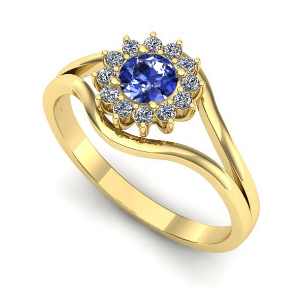 Inel de logodna din aur galben cu tanzanit