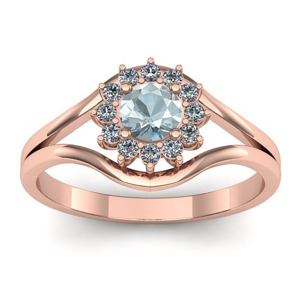 Inel cu aquamarin rotund