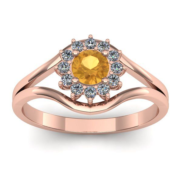 Inel de logodna cu citrin rotund