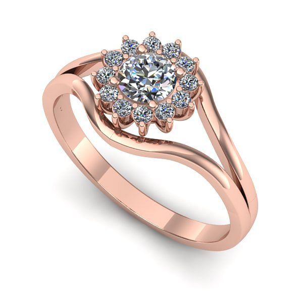 Inel de logodna din aur roz cu diamant