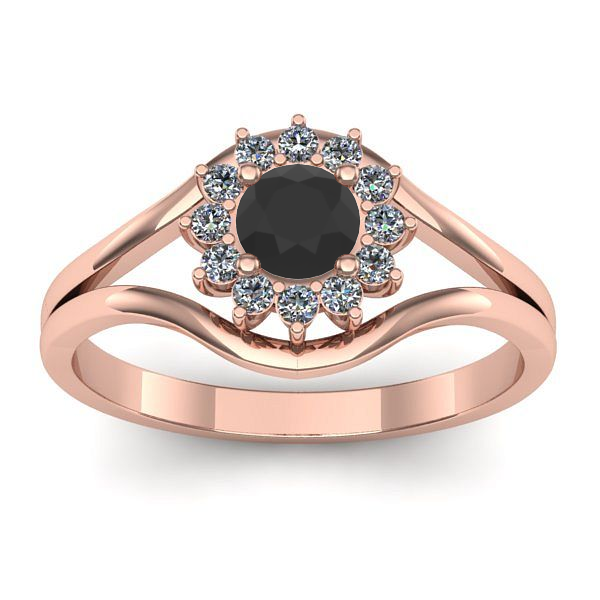 Inel de logodna cu diamant negru rotund