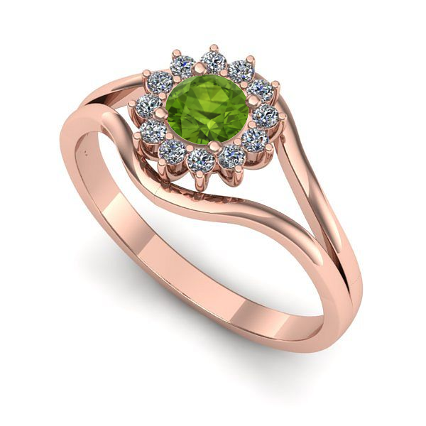 Inel din aur roz cu peridot