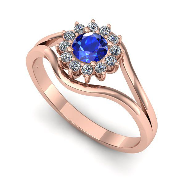 Inel din aur roz cu safir