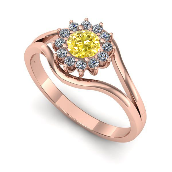 Inel din aur roz cu safir galben